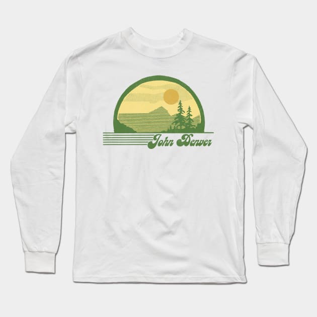 John Denver / Retro Style Country Fan Design Long Sleeve T-Shirt by DankFutura